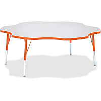 Jonti-Craft Berries Elementary Height Prism Six-Leaf Table Laminated, Orange Top - Four Leg Base - 4 Legs - Height Adjustable - 15