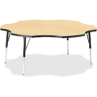 Jonti-Craft Berries Adult Black Edge Six-leaf Table Laminated, Maple Top - Four Leg Base - 4 Legs - Height Adjustable - 24" to 31" Adjustment x 1.13" Table Top Thickness x 60" Table Top Diameter - 31" Height - Educational Environment - Assemb (6458JCA011)