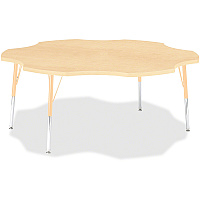 Jonti-Craft Berries Adult Maple Laminate Six-leaf Table Laminated, Maple Top - Four Leg Base - 4 Legs - Height Adjustable - 24