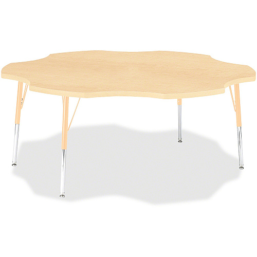 Jonti-Craft Berries Adult Maple Laminate Six-leaf Table Laminated, Maple Top - Four Leg Base - 4 Legs - Height Adjustable - 24" to 31" Adjustment x 1.13" Table Top Thickness x 60" Table Top Diameter - 31" Height - Educational Environment - As (6458JCA251)