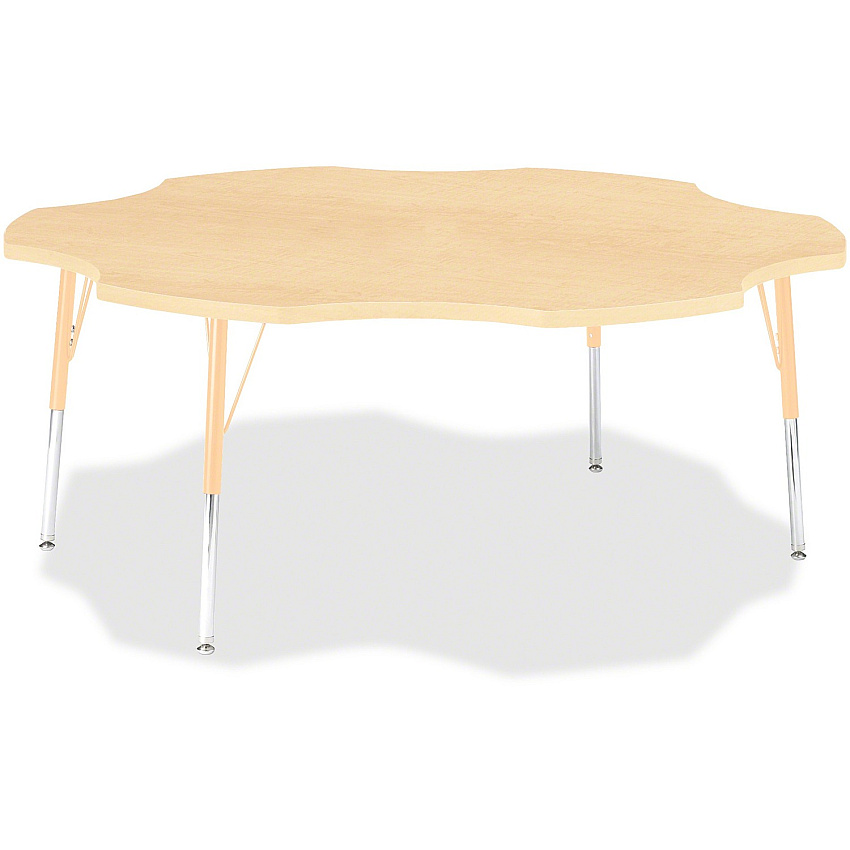 Jonti-Craft Berries Adult Maple Laminate Six-leaf Table Laminated, Maple Top - Four Leg Base - 4 Legs - Height Adjustable - 24" to 31" Adjustment x 1.13" Table Top Thickness x 60" Table Top Diameter - 31" Height - Educational Environment - As (6458JCA251)
