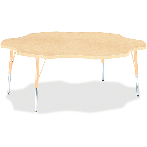 Jonti-Craft Berries Elementary Maple Laminate Six-leaf Table Laminated, Maple Top - Four Leg Base - 4 Legs - Height Adjustable - 15" to 24" Adjustment x 1.13" Table Top Thickness x 60" Table Top Diameter - 24" Height - Educational Environment (6458JCE251)