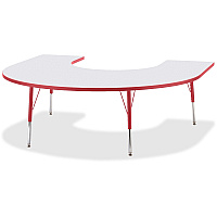 Jonti-Craft Berries Prism Horseshoe Student Table Laminated Horseshoe-shaped, Red Top - Four Leg Base - 4 Legs - Height Adjustable - 24