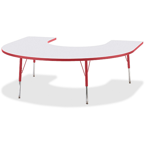 Jonti-Craft Berries Prism Horseshoe Student Table Laminated Horseshoe-shaped, Red Top - Four Leg Base - 4 Legs - Height Adjustable - 24" to 31" Adjustment - 66" Table Top Length x 60" Table Top Width x 1.13" Table Top Thickness - 31" Height - (6445JCA008)