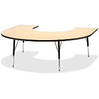 Jonti-Craft Berries Adult Black Edge Horseshoe Table Laminated Horseshoe-shaped, Maple Top - Four Leg Base - 4 Legs - Height Adjustable - 24" to 31" Adjustment - 66" Table Top Length x 60" Table Top Width x 1.13" Table Top Thickness - 31" Hei (6445JCA011)