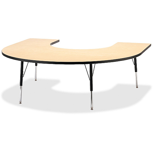Jonti-Craft Berries Adult Black Edge Horseshoe Table Laminated Horseshoe-shaped, Maple Top - Four Leg Base - 4 Legs - Height Adjustable - 24" to 31" Adjustment - 66" Table Top Length x 60" Table Top Width x 1.13" Table Top Thickness - 31" Hei (6445JCA011)