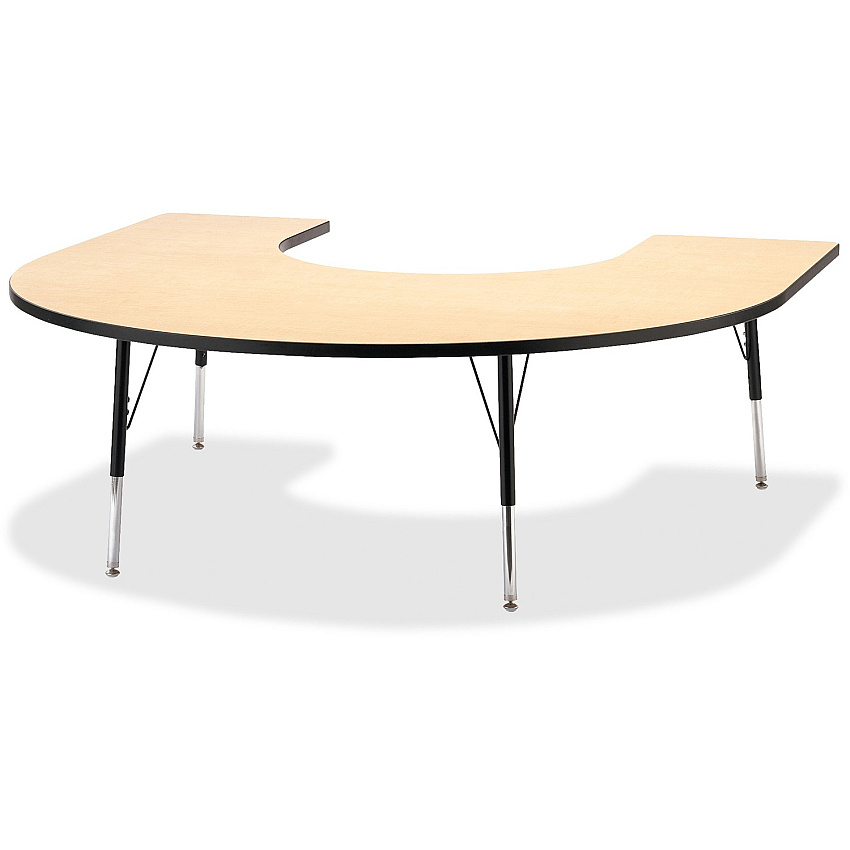 Jonti-Craft Berries Adult Black Edge Horseshoe Table Laminated Horseshoe-shaped, Maple Top - Four Leg Base - 4 Legs - Height Adjustable - 24" to 31" Adjustment - 66" Table Top Length x 60" Table Top Width x 1.13" Table Top Thickness - 31" Hei (6445JCA011)