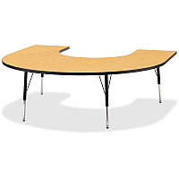 Jonti-Craft Berries Adult Black Edge Horseshoe Table Black Oak Horseshoe-shaped, Laminated Top - Four Leg Base - 4 Legs - Height Adjustable - 24" to 31" Adjustment - 66" Table Top Length x 60" Table Top Width x 1.13" Table Top Thickness - 31" (6445JCA210)