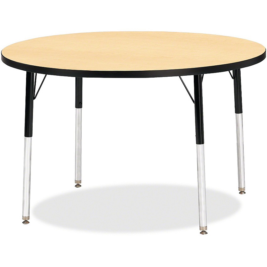 Jonti-Craft Berries Adult Height Color Top Round Table Laminated Round, Maple Top - Four Leg Base - 4 Legs - Height Adjustable - 24" to 31" Adjustment x 1.13" Table Top Thickness x 42" Table Top Diameter - 31" Height - Art, Craft - Assembly R (6468JCA011)