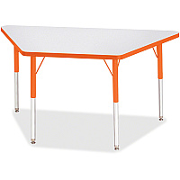 Jonti-Craft Berries Adult-Size Gray Laminate Trapezoid Table Laminated Trapezoid, Orange Top - Four Leg Base - 4 Legs - Height Adjustable - 24" to 31" Adjustment - 48" Table Top Length x 24" Table Top Width x 1.13" Table Top Thickness - 31" H (6438JCA114)