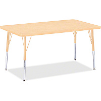 Jonti-Craft Berries Adult Height Maple Top/Edge Rectangle Table Laminated Rectangle, Maple Top - Four Leg Base - 4 Legs - Height Adjustable - 24" to 31" Adjustment - 48" Table Top Length x 30" Table Top Width x 1.13" Table Top Thickness - 31" (6473JCA251)