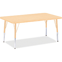 Jonti-Craft Berries Elementary Maple Top/Edge Rectangle Table Laminated Rectangle, Maple Top - Four Leg Base - 4 Legs - Height Adjustable - 15" to 24" Adjustment - 48" Table Top Length x 30" Table Top Width x 1.13" Table Top Thickness - 24" H (6473JCE251)