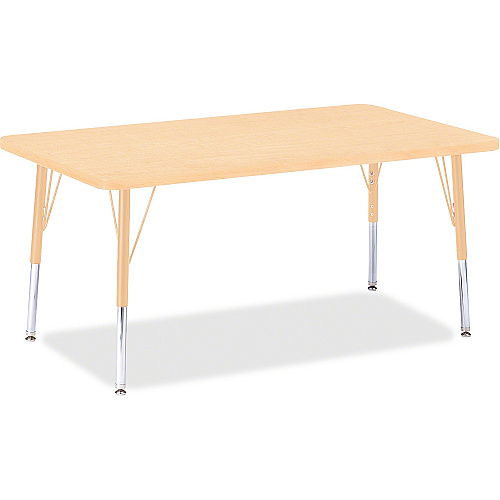 Jonti-Craft Berries Elementary Maple Top/Edge Rectangle Table Laminated Rectangle, Maple Top - Four Leg Base - 4 Legs - Height Adjustable - 15" to 24" Adjustment - 48" Table Top Length x 30" Table Top Width x 1.13" Table Top Thickness - 24" H (6473JCE251)