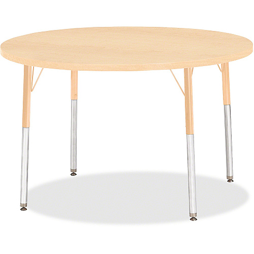 Jonti-Craft Berries Adult Height Maple Top/Edge Round Table Laminated Round, Maple Top - Four Leg Base - 4 Legs - Height Adjustable - 24" to 31" Adjustment x 1.13" Table Top Thickness x 42" Table Top Diameter - 31" Height - Art, Craft - Assem (6468JCA251)