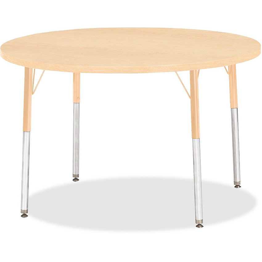 Jonti-Craft Berries Adult Height Maple Top/Edge Round Table Laminated Round, Maple Top - Four Leg Base - 4 Legs - Height Adjustable - 24" to 31" Adjustment x 1.13" Table Top Thickness x 42" Table Top Diameter - 31" Height - Art, Craft - Assem (6468JCA251)