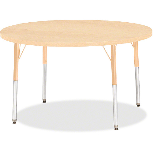 Jonti-Craft Berries Elementary Height. Maple Top/Edge Round Table Laminated Round, Maple Top - Four Leg Base - 4 Legs - Height Adjustable - 15" to 24" Adjustment x 1.13" Table Top Thickness x 42" Table Top Diameter - 24" Height - Art, Craft - (6468JCE251)