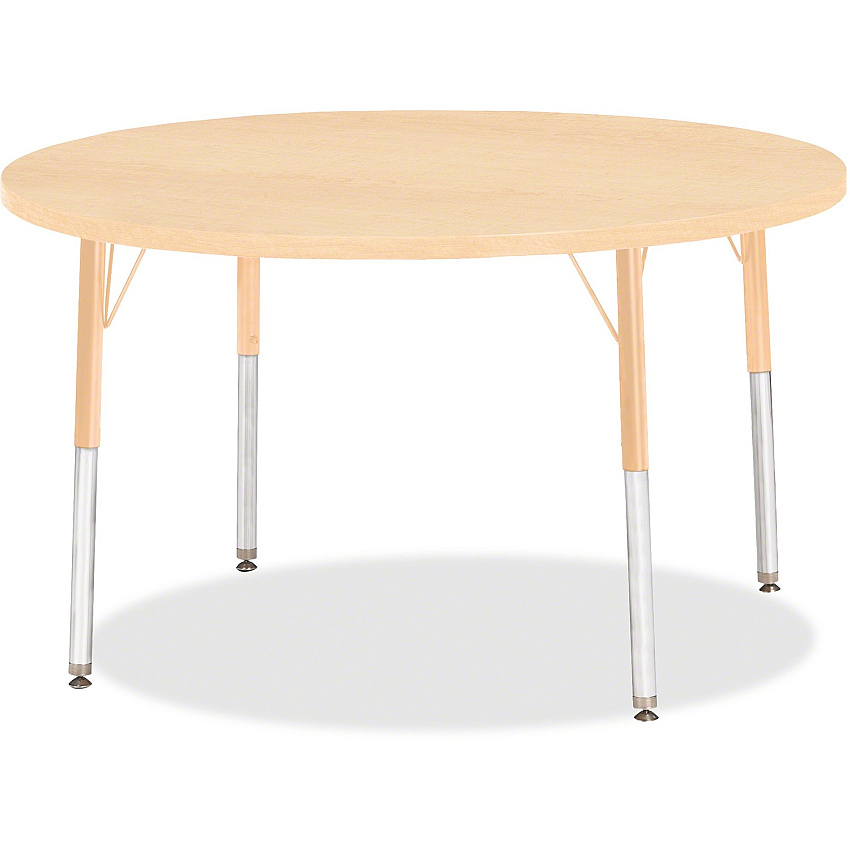Jonti-Craft Berries Elementary Height. Maple Top/Edge Round Table Laminated Round, Maple Top - Four Leg Base - 4 Legs - Height Adjustable - 15" to 24" Adjustment x 1.13" Table Top Thickness x 42" Table Top Diameter - 24" Height - Art, Craft - (6468JCE251)