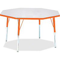 Jonti-Craft Berries Adult Height Color Edge Octagon Table Laminated Octagonal, Orange Top - Four Leg Base - 4 Legs - Height Adjustable - 24" to 31" Adjustment x 1.13" Table Top Thickness x 48" Table Top Diameter - 31" Height - Art, Craft - As (6428JCA114)
