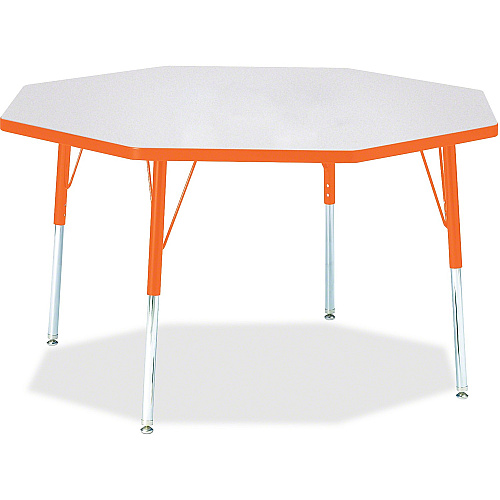 Jonti-Craft Berries Adult Height Color Edge Octagon Table Laminated Octagonal, Orange Top - Four Leg Base - 4 Legs - Height Adjustable - 24" to 31" Adjustment x 1.13" Table Top Thickness x 48" Table Top Diameter - 31" Height - Art, Craft - As (6428JCA114)