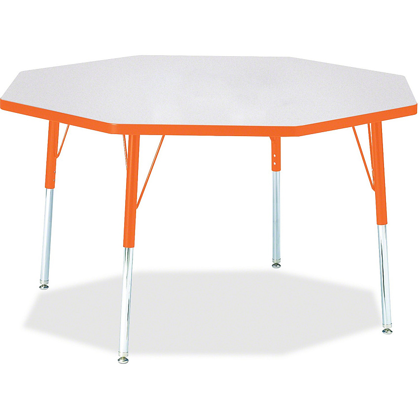 Jonti-Craft Berries Adult Height Color Edge Octagon Table Laminated Octagonal, Orange Top - Four Leg Base - 4 Legs - Height Adjustable - 24" to 31" Adjustment x 1.13" Table Top Thickness x 48" Table Top Diameter - 31" Height - Art, Craft - As (6428JCA114)