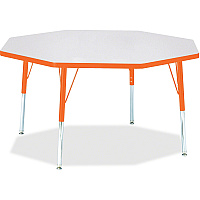 Jonti-Craft Berries Elementary Height Color Edge Octagon Table Laminated Octagonal, Orange Top - Four Leg Base - 4 Legs - Height Adjustable - 15" to 24" Adjustment x 1.13" Table Top Thickness x 48" Table Top Diameter - 24" Height - Art, Craft (6428JCE114)