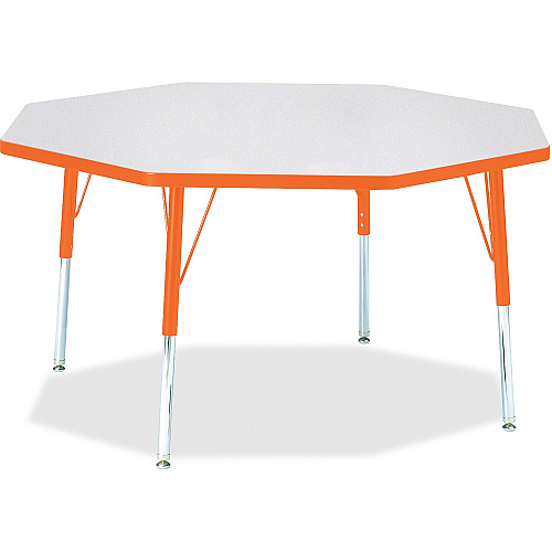 Jonti-Craft Berries Elementary Height Color Edge Octagon Table Laminated Octagonal, Orange Top - Four Leg Base - 4 Legs - Height Adjustable - 15" to 24" Adjustment x 1.13" Table Top Thickness x 48" Table Top Diameter - 24" Height - Art, Craft (6428JCE114)