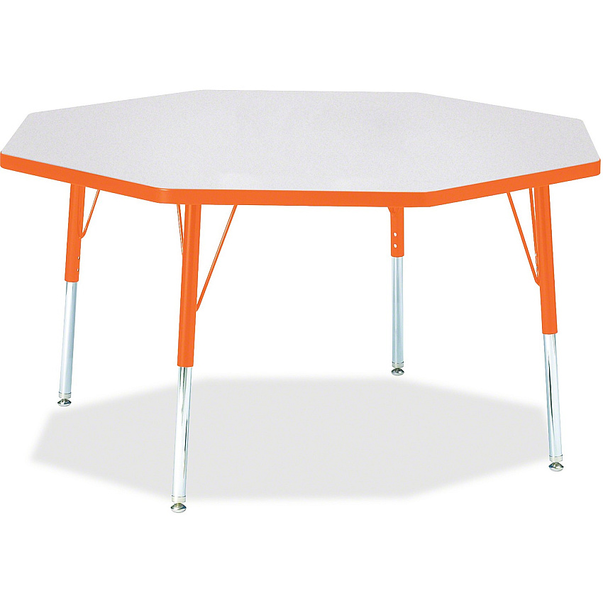 Jonti-Craft Berries Elementary Height Color Edge Octagon Table Laminated Octagonal, Orange Top - Four Leg Base - 4 Legs - Height Adjustable - 15" to 24" Adjustment x 1.13" Table Top Thickness x 48" Table Top Diameter - 24" Height - Art, Craft (6428JCE114)