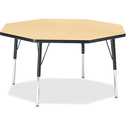 Berries Berries Elementary Height Color Top Octagon Table Gray Octagonal Top - Four Leg Base - 4 Legs - Height Adjustable - 15" to 24" Adjustment x 1.13" Table Top Thickness x 48" Table Top Diameter - 24" Height - Art, Craft - Assembly Requir (6428JCE011)