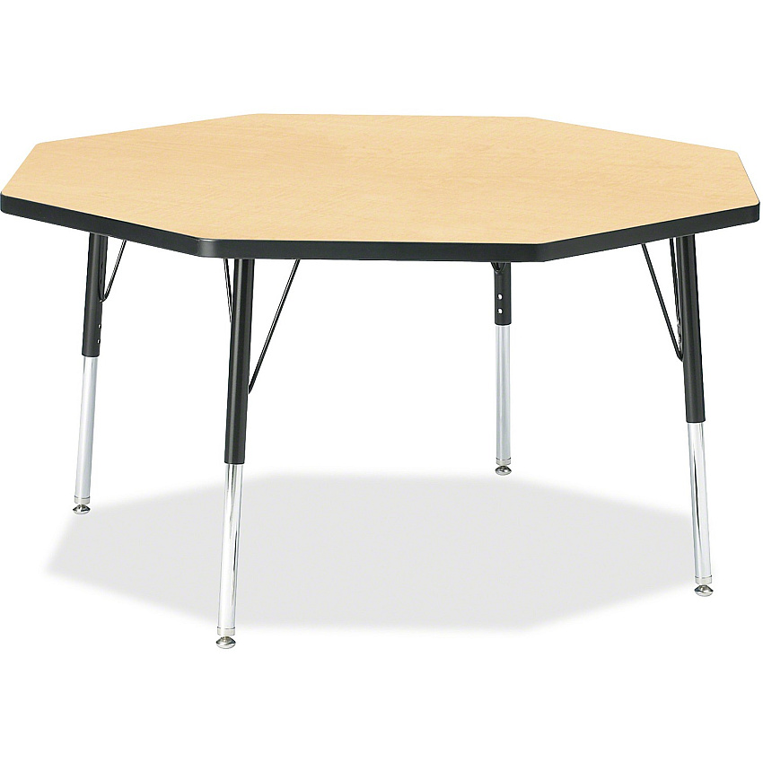 Berries Berries Elementary Height Color Top Octagon Table Gray Octagonal Top - Four Leg Base - 4 Legs - Height Adjustable - 15" to 24" Adjustment x 1.13" Table Top Thickness x 48" Table Top Diameter - 24" Height - Art, Craft - Assembly Requir (6428JCE011)