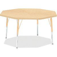 Jonti-Craft Berries Elementary Height Maple Top/Edge Octagon Table Laminated Octagonal, Maple Top - Four Leg Base - 4 Legs - Height Adjustable - 15" to 24" Adjustment x 1.13" Table Top Thickness x 48" Table Top Diameter - 24" Height - Art, Cr (6428JCE251)