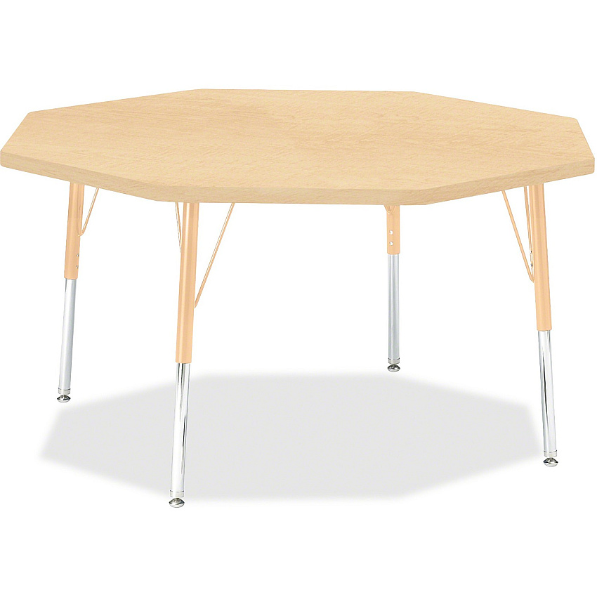 Jonti-Craft Berries Elementary Height Maple Top/Edge Octagon Table Laminated Octagonal, Maple Top - Four Leg Base - 4 Legs - Height Adjustable - 15" to 24" Adjustment x 1.13" Table Top Thickness x 48" Table Top Diameter - 24" Height - Art, Cr (6428JCE251)