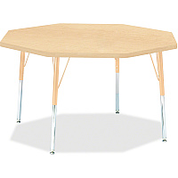 Jonti-Craft Berries Adult Height Maple Top/Edge Octagon Table Laminated Octagonal, Maple Top - Four Leg Base - 4 Legs - Height Adjustable - 24" to 31" Adjustment x 1.13" Table Top Thickness x 48" Table Top Diameter - 31" Height - Art, Craft - (6428JCA251)
