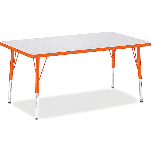 Jonti-Craft Berries Elementary Height Color Edge Rectangle Table Gray Rectangle Top - Four Leg Base - 4 Legs - Height Adjustable - 15" to 24" Adjustment - 48" Table Top Length x 30" Table Top Width x 1.13" Table Top Thickness - 24" Height - A (6473JCE114)
