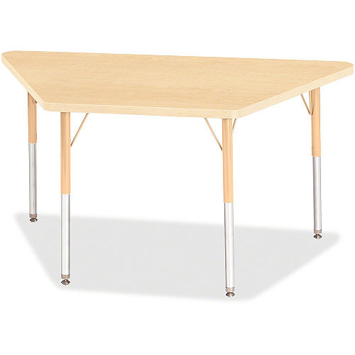 Jonti-Craft Berries Adult-Size Maple Prism Trapezoid Table Laminated Trapezoid, Maple Top - Four Leg Base - 4 Legs - Height Adjustable - 24" to 31" Adjustment - 48" Table Top Length x 24" Table Top Width x 1.13" Table Top Thickness - 31" Heig (6438JCA251)