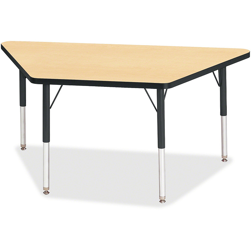 Jonti-Craft Berries Elementary Height Classic Trapezoid Table Laminated Trapezoid, Maple Top - Four Leg Base - 4 Legs - Height Adjustable - 15" to 24" Adjustment - 48" Table Top Length x 24" Table Top Width x 1.13" Table Top Thickness - 24" H (6438JCE011)