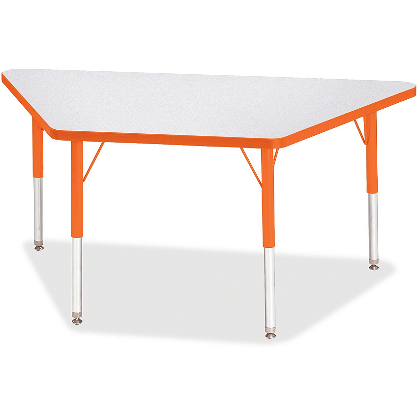 Jonti-Craft Berries Elementary Height Prism Edge Trapezoid Table Laminated Trapezoid, Orange Top - Four Leg Base - 4 Legs - Height Adjustable - 15" to 24" Adjustment - 48" Table Top Length x 24" Table Top Width x 1.13" Table Top Thickness - 2 (6438JCE114)