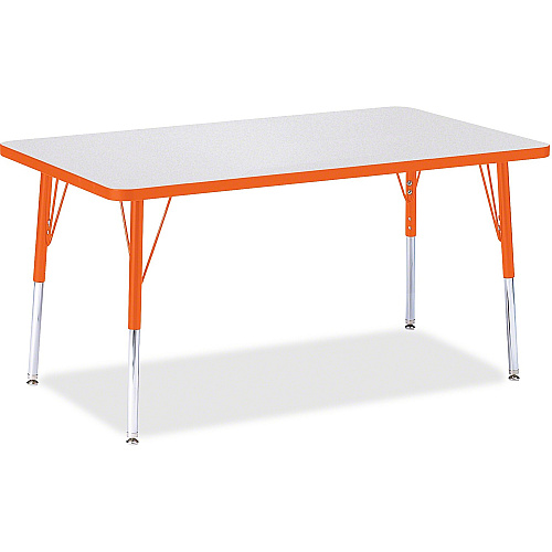 Jonti-Craft Berries Adult Height Color Edge Rectangle Table Laminated Rectangle, Orange Top - Four Leg Base - 4 Legs - Height Adjustable - 24" to 31" Adjustment - 48" Table Top Length x 30" Table Top Width x 1.13" Table Top Thickness - 31" He (6473JCA114)