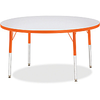 Jonti-Craft Berries Adult Height Color Edge Round Table Laminated Round, Orange Top - Four Leg Base - 4 Legs - Height Adjustable - 24