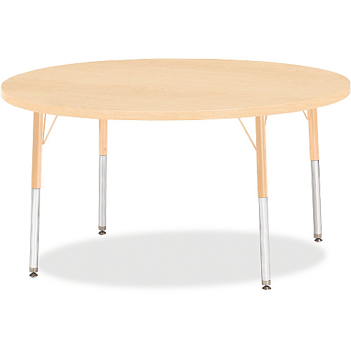 Jonti-Craft Berries Adult Height Maple Top/Edge Round Table Laminated Round, Maple Top - Four Leg Base - 4 Legs - Height Adjustable - 24" to 31" Adjustment x 1.13" Table Top Thickness x 48" Table Top Diameter - 31" Height - Art, Craft - Assem (6433JCA251)