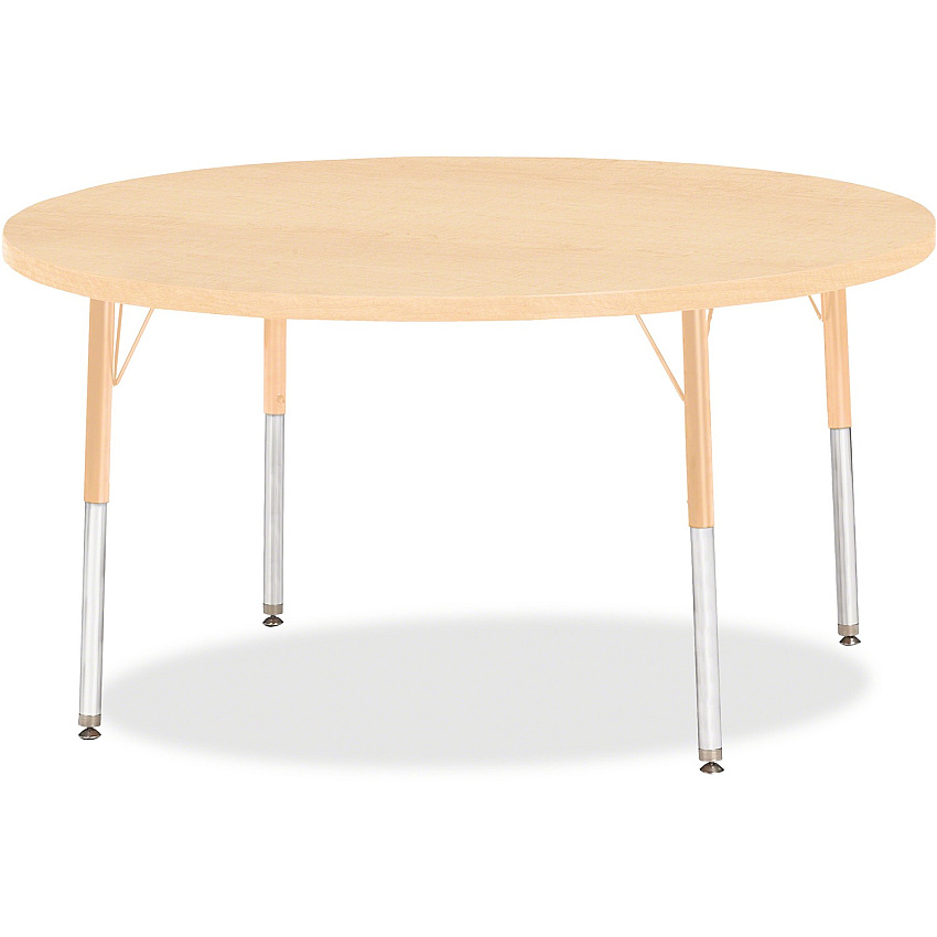 Jonti-Craft Berries Adult Height Maple Top/Edge Round Table Laminated Round, Maple Top - Four Leg Base - 4 Legs - Height Adjustable - 24" to 31" Adjustment x 1.13" Table Top Thickness x 48" Table Top Diameter - 31" Height - Art, Craft - Assem (6433JCA251)