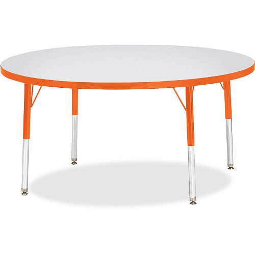 Jonti-Craft Berries Elementary Height Color Edge Round Table Orange Round Top - Four Leg Base - 4 Legs - Height Adjustable - 15" to 24" Adjustment x 1.13" Table Top Thickness x 48" Table Top Diameter - 24" Height - Art, Craft - Assembly Requi (6433JCE114)