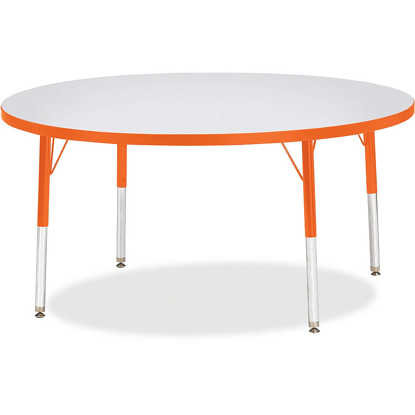 Jonti-Craft Berries Elementary Height Color Edge Round Table Orange Round Top - Four Leg Base - 4 Legs - Height Adjustable - 15" to 24" Adjustment x 1.13" Table Top Thickness x 48" Table Top Diameter - 24" Height - Art, Craft - Assembly Requi (6433JCE114)