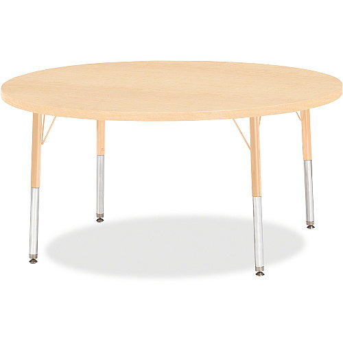 Jonti-Craft Berries Elementary Height Maple Top/Edge Round Table Laminated Round, Maple Top - Four Leg Base - 4 Legs - Height Adjustable - 15" to 24" Adjustment x 1.13" Table Top Thickness x 48" Table Top Diameter - 24" Height - Art, Craft -  (6433JCE251)