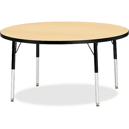 Jonti-Craft Berries Adult Height Color Top Round Table Laminated Round, Maple Top - Four Leg Base - 4 Legs - Height Adjustable - 24" to 31" Adjustment x 1.13" Table Top Thickness x 48" Table Top Diameter - 31" Height - Art, Craft - Assembly R (6433JCA011)