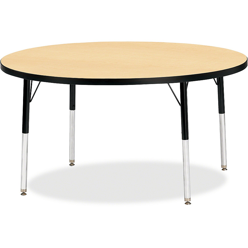 Jonti-Craft Berries Adult Height Color Top Round Table Laminated Round, Maple Top - Four Leg Base - 4 Legs - Height Adjustable - 24" to 31" Adjustment x 1.13" Table Top Thickness x 48" Table Top Diameter - 31" Height - Art, Craft - Assembly R (6433JCA011)