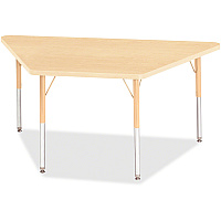 Jonti-Craft Berries Adult-Size Maple Prism Trapezoid Table Laminated Trapezoid, Maple Top - Four Leg Base - 4 Legs - Height Adjustable - 24" to 31" Adjustment - 60" Table Top Length x 30" Table Top Width x 1.13" Table Top Thickness - 31" Heig (6443JCA251)