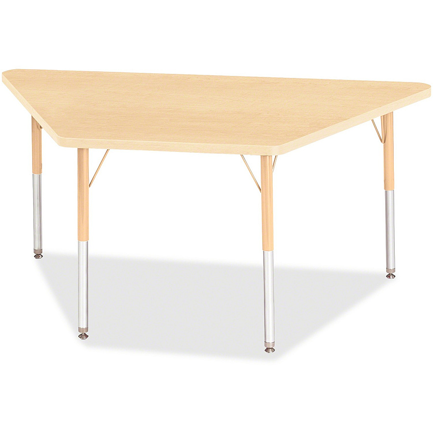 Jonti-Craft Berries Adult-Size Maple Prism Trapezoid Table Laminated Trapezoid, Maple Top - Four Leg Base - 4 Legs - Height Adjustable - 24" to 31" Adjustment - 60" Table Top Length x 30" Table Top Width x 1.13" Table Top Thickness - 31" Heig (6443JCA251)