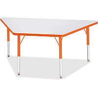 Jonti-Craft Berries Elementary Height Prism Edge Trapezoid Table Laminated Trapezoid, Orange Top - Four Leg Base - 4 Legs - Height Adjustable - 15" to 24" Adjustment - 60" Table Top Length x 30" Table Top Width x 1.13" Table Top Thickness - 2 (6443JCE114)