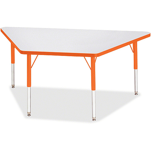 Jonti-Craft Berries Elementary Height Prism Edge Trapezoid Table Laminated Trapezoid, Orange Top - Four Leg Base - 4 Legs - Height Adjustable - 15" to 24" Adjustment - 60" Table Top Length x 30" Table Top Width x 1.13" Table Top Thickness - 2 (6443JCE114)