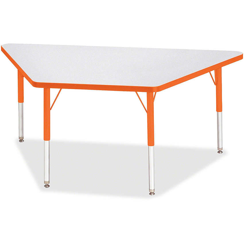 Jonti-Craft Berries Elementary Height Prism Edge Trapezoid Table Laminated Trapezoid, Orange Top - Four Leg Base - 4 Legs - Height Adjustable - 15" to 24" Adjustment - 60" Table Top Length x 30" Table Top Width x 1.13" Table Top Thickness - 2 (6443JCE114)